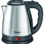 Prestige 1.5 Liters Electric Kettle |1500W | Silver-Black | Automatic Cut-off | Stainless Steel | Rotatable Base | Power Indicator | Single-Touch Lid Locking
